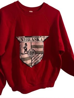 VINTAGE 90s Nebraska Red Crewneck Sweater